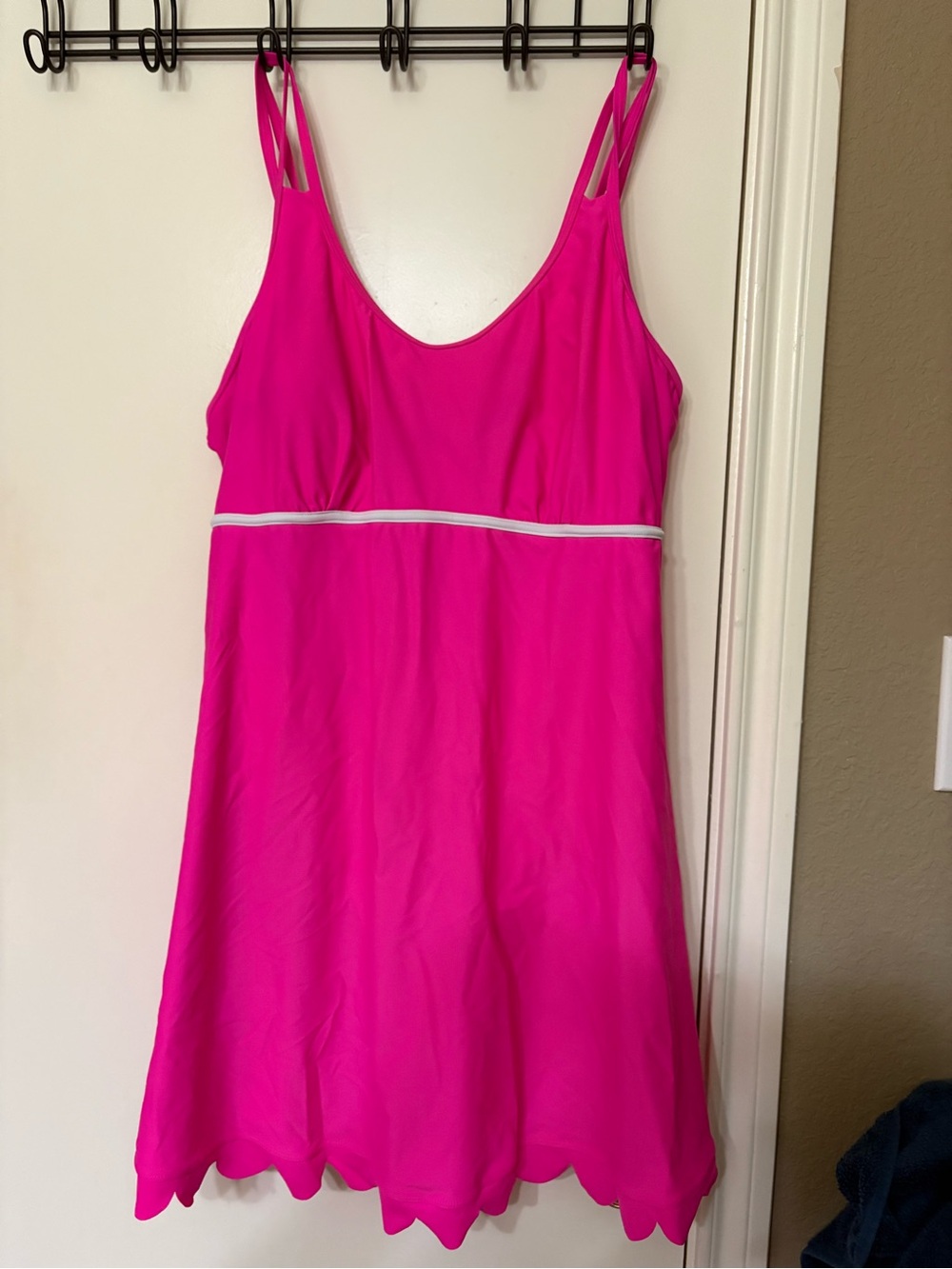 Hot Pink Women's Chemise Slip with Scalloped Hem